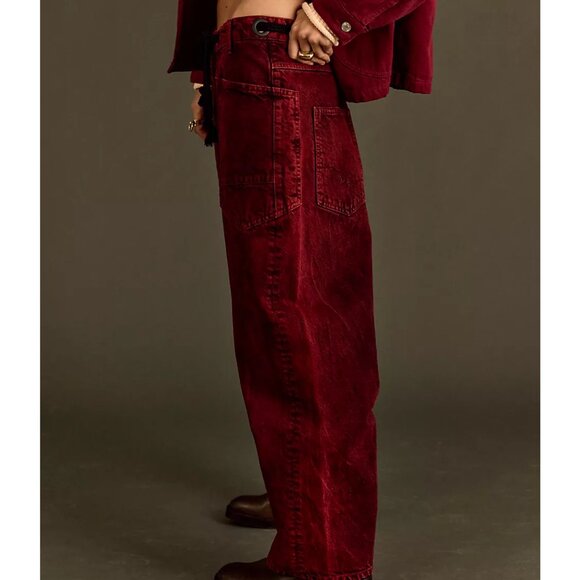 NWT Free People We The Free Moxie Low Slung Barrel Jeans Vampiric - Picture 5 of 6